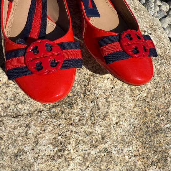 Tory Burch Maritime Women’s Ankle Wrap Ballet Flats Red Patent Leather Size 7 - Picture 6 of 12